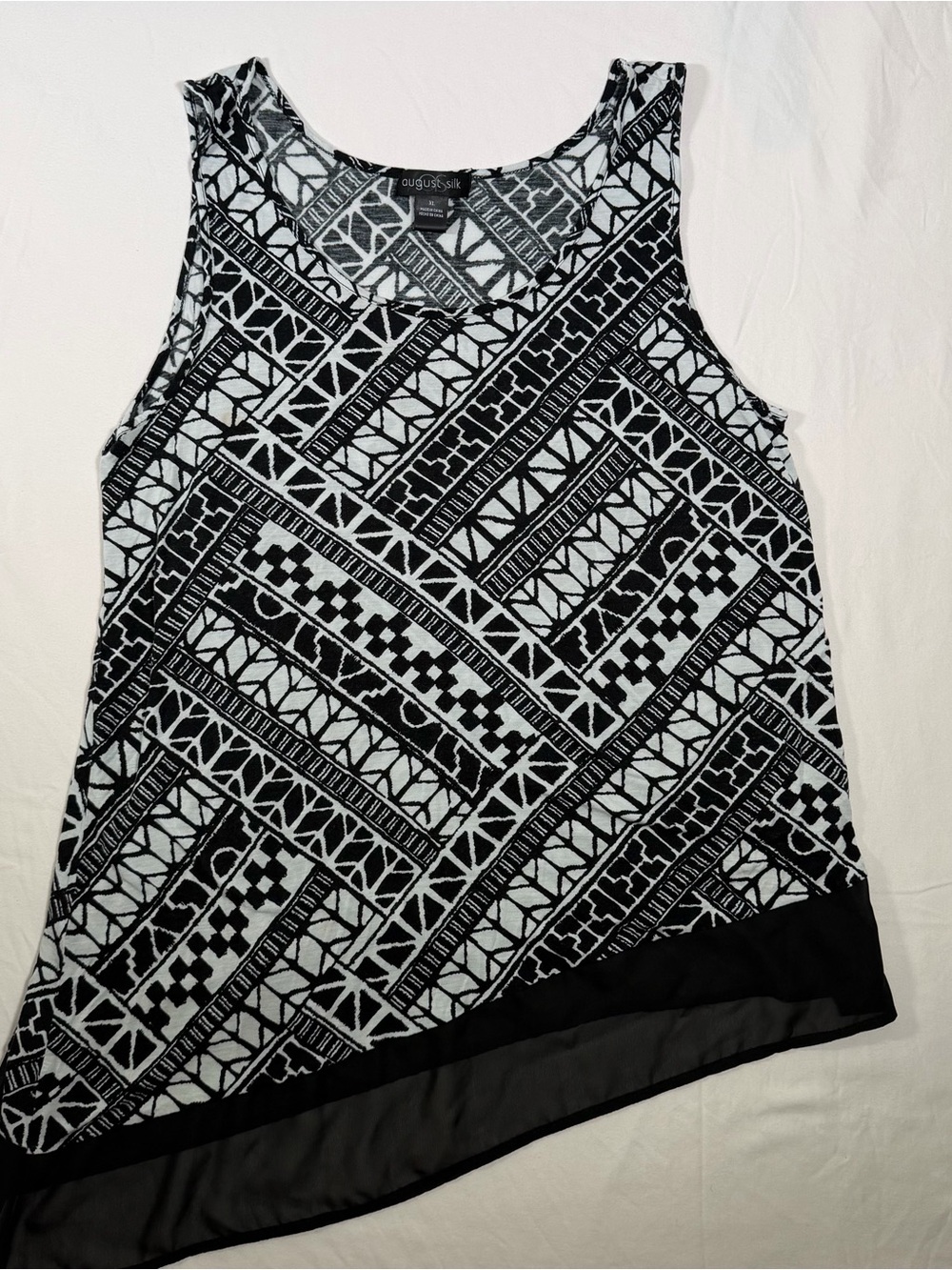 august silk Black and White Geometric Sleeveless Tank